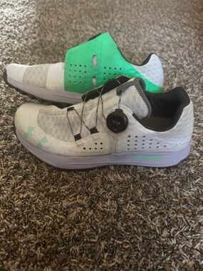 Under Armour White Athletic Shoes with Mint Green Accents